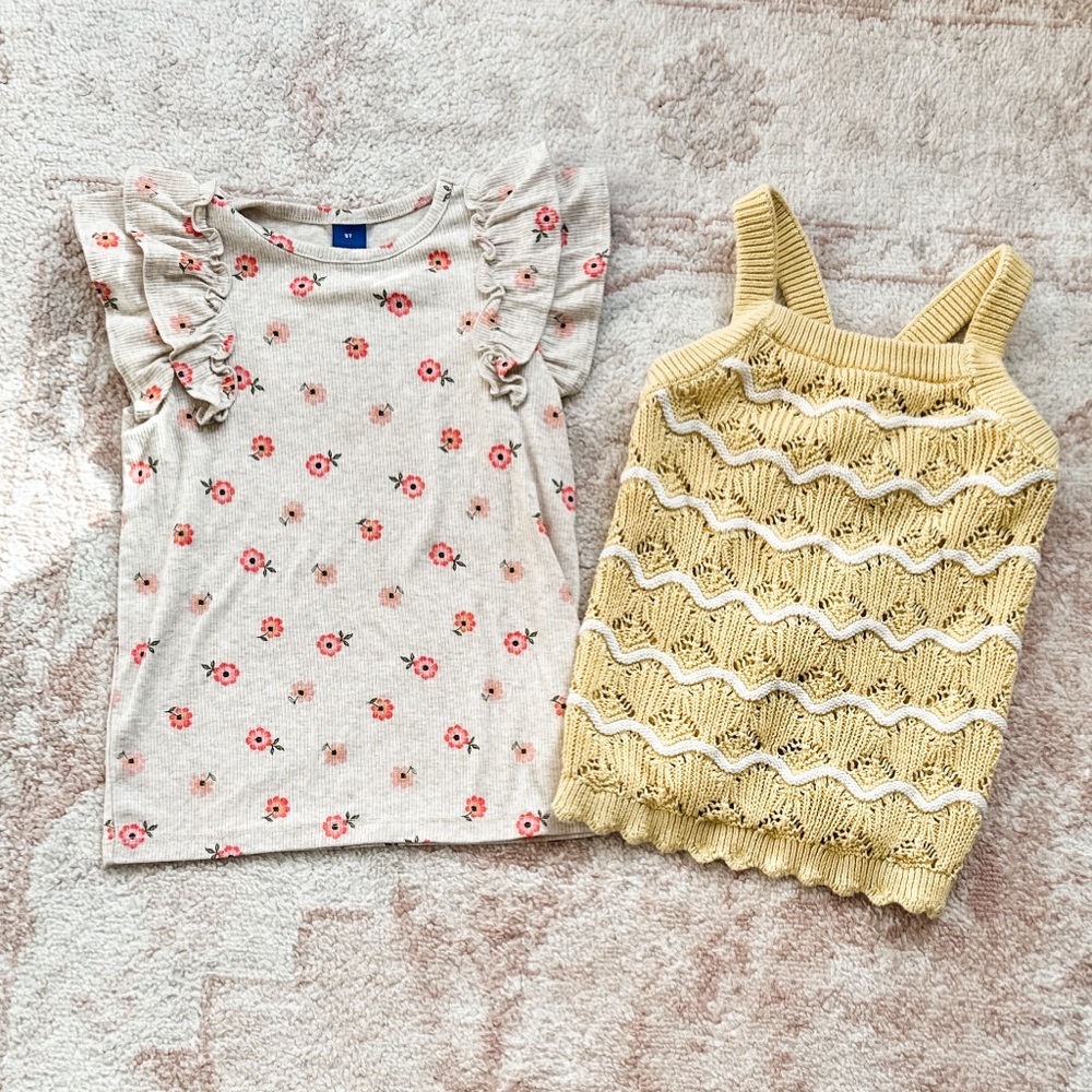Floral and Knit Kids Tops Set